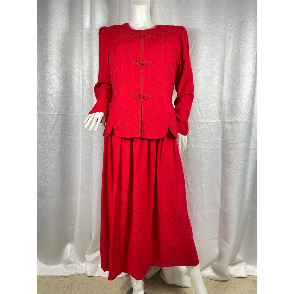 🔥NWT Plaza South Red Embroidered Chinese Ethnic Style Retro Brocade Dress 12
